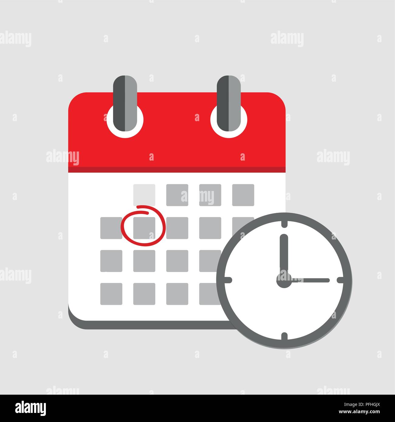 Red calendar and time icon business vector illustration eps10 stock