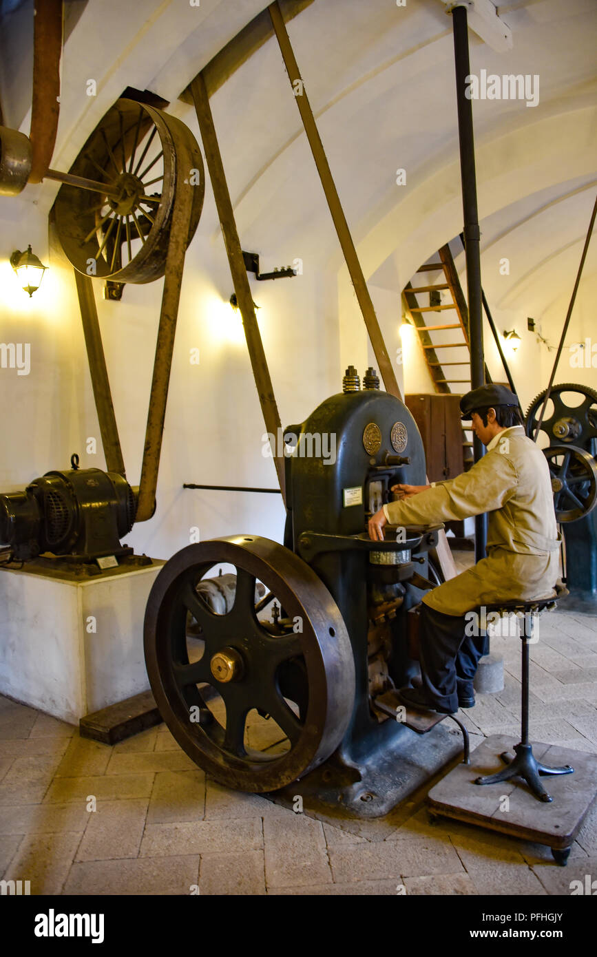 Machines used for coin making in the Casa Nacional de Moneda (Coin ...