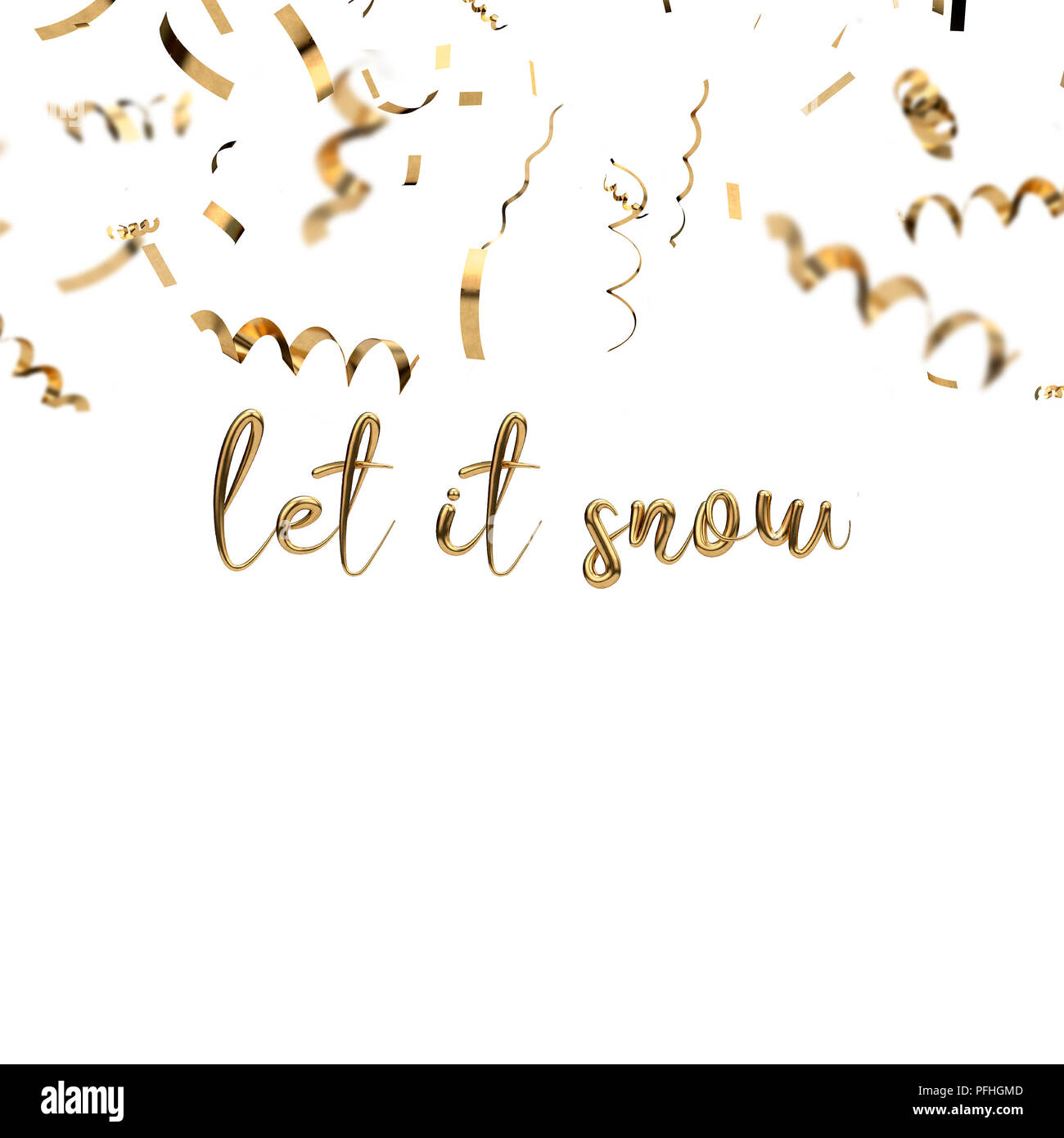 Let It Snow Golden Hand Written Festive Message With Gold Confetti 3d Rendering Stock Photo Alamy