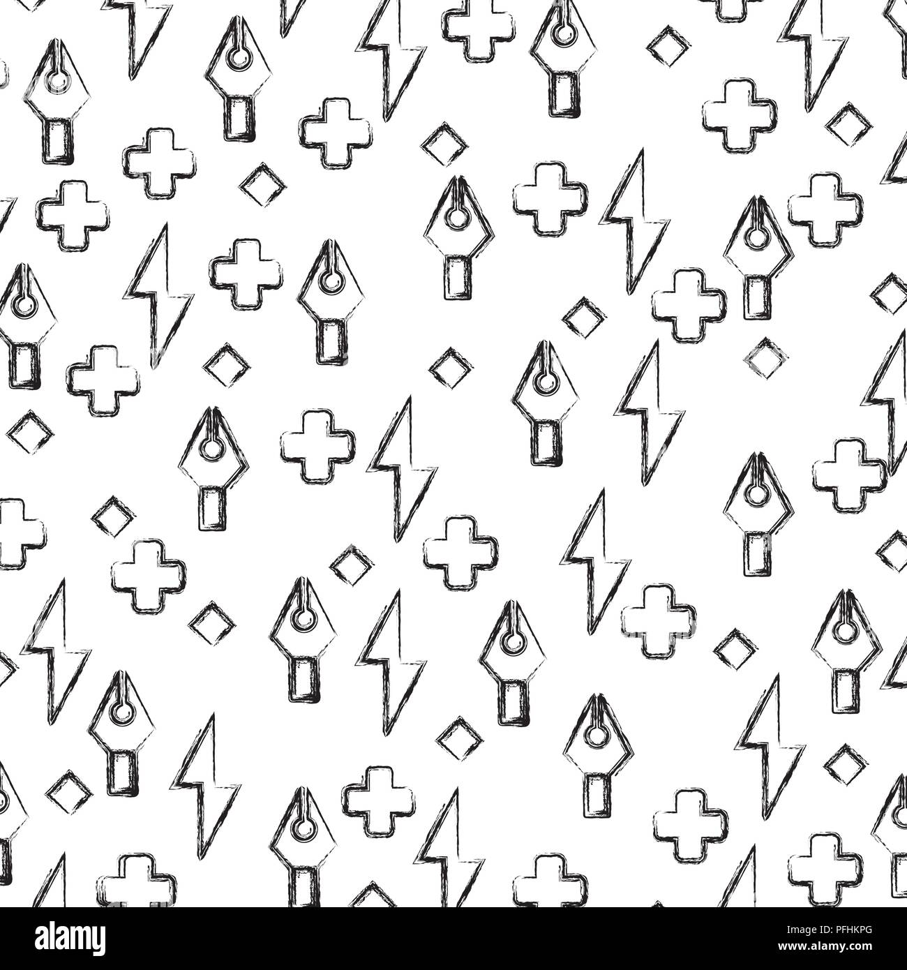 creative steel tip pen rays buttons background pattern vector illustration hand drawing Stock Vector