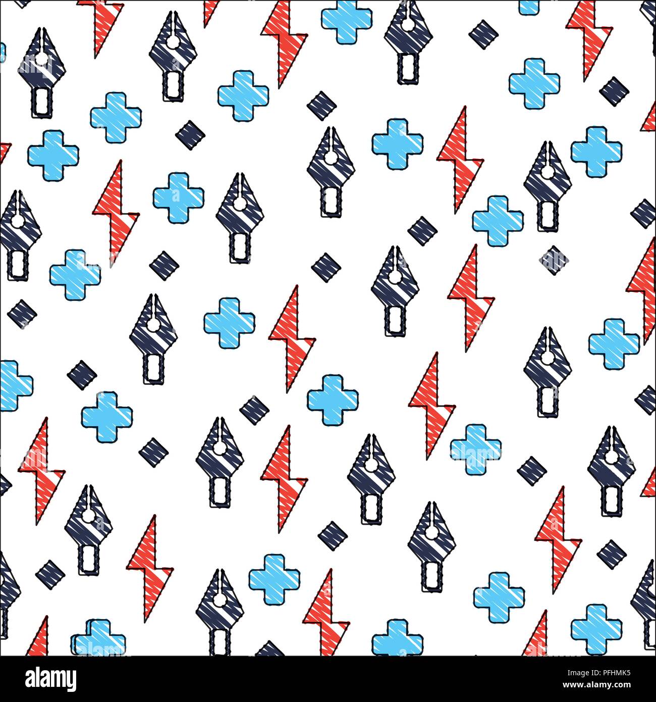 creative steel tip pen rays buttons background pattern vector illustration Stock Vector