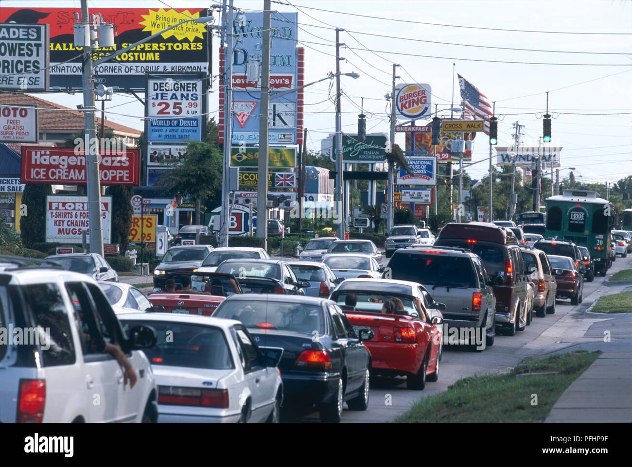 USA, Florida, Orlando, queues of traffic during rush hour on 1-4 Stock Photo