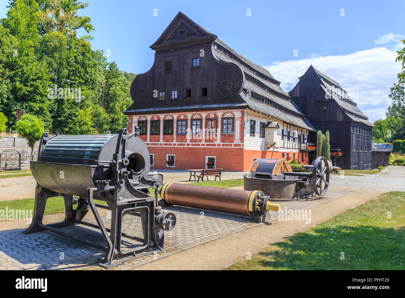 Museum of Papermaking in Duszniki-Zdroj, founded in 1968 in an old 17th century paper mill on the Bystrzyca Dusznicka river Stock Photo