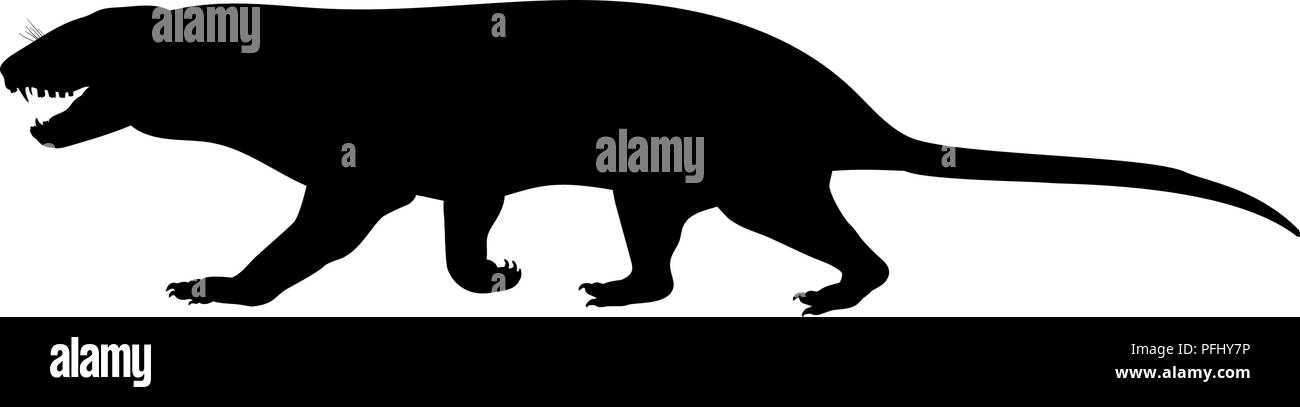 Tritylodontydae silhouette extinct mammalian animal Stock Vector