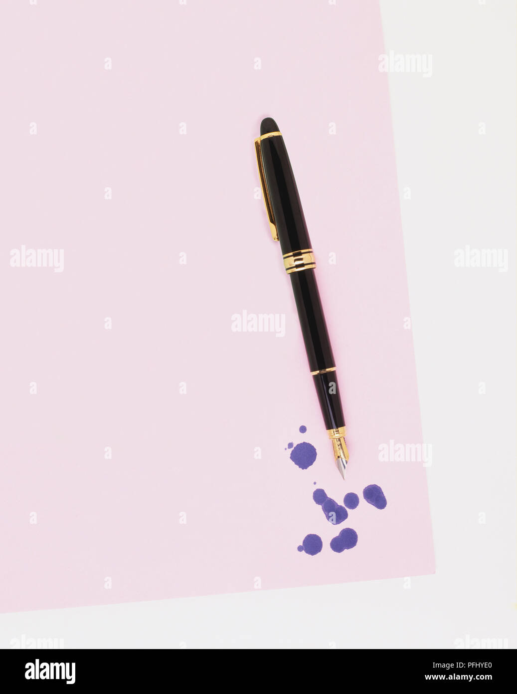 Fountain pen blotting on sheet paper, above shot Stock Photo Alamy