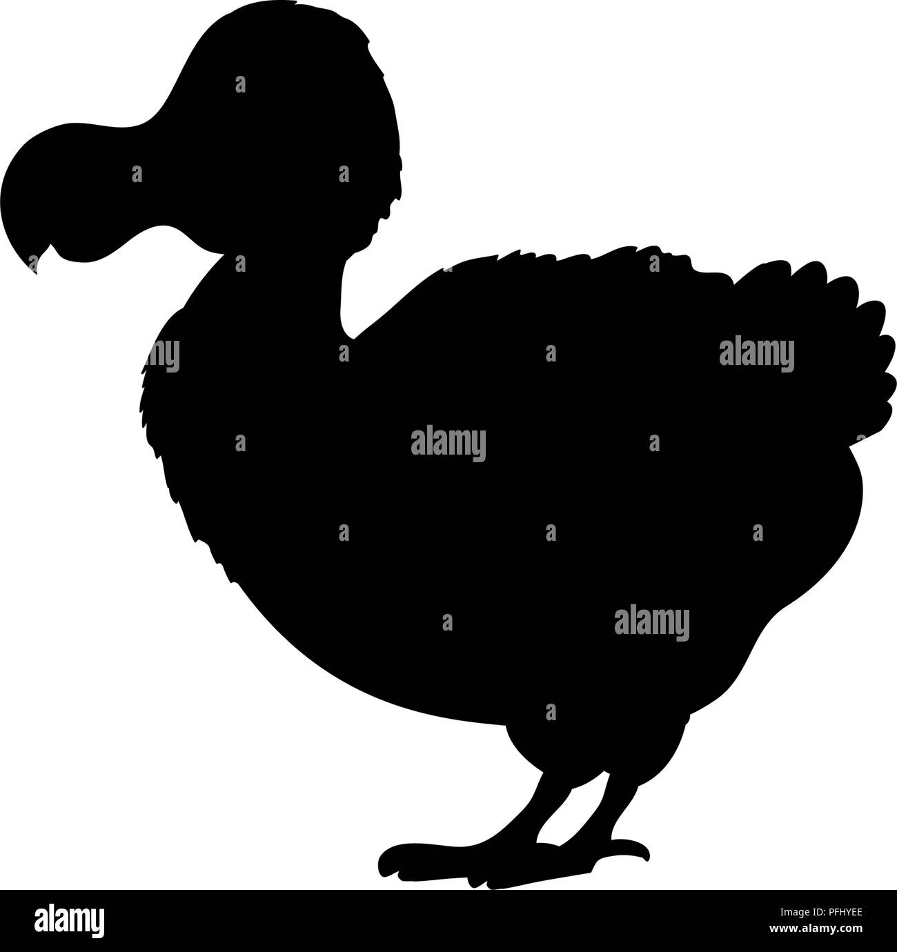 Mauritius Dodo silhouette prehistoric bird extinct animal Stock Vector