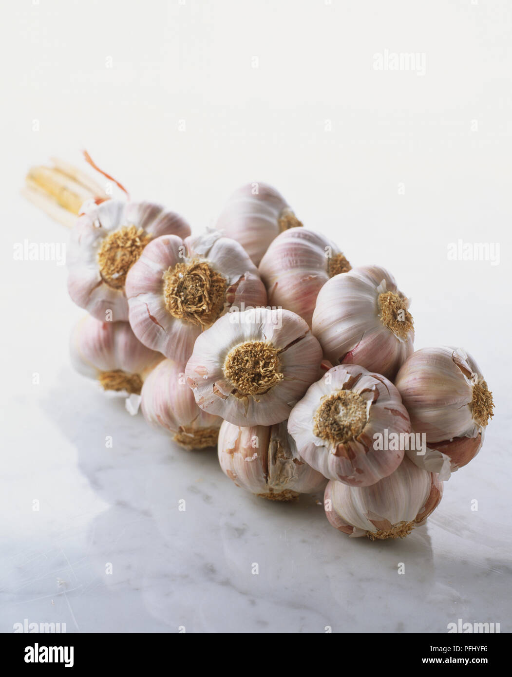 Cluster of garlic bullbs, close up. Stock Photo