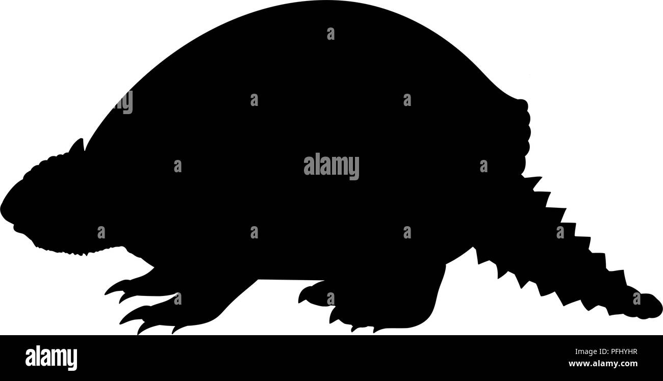 Glyptodon prehistoric armadillo silhouette extinct mammal animal Stock Vector