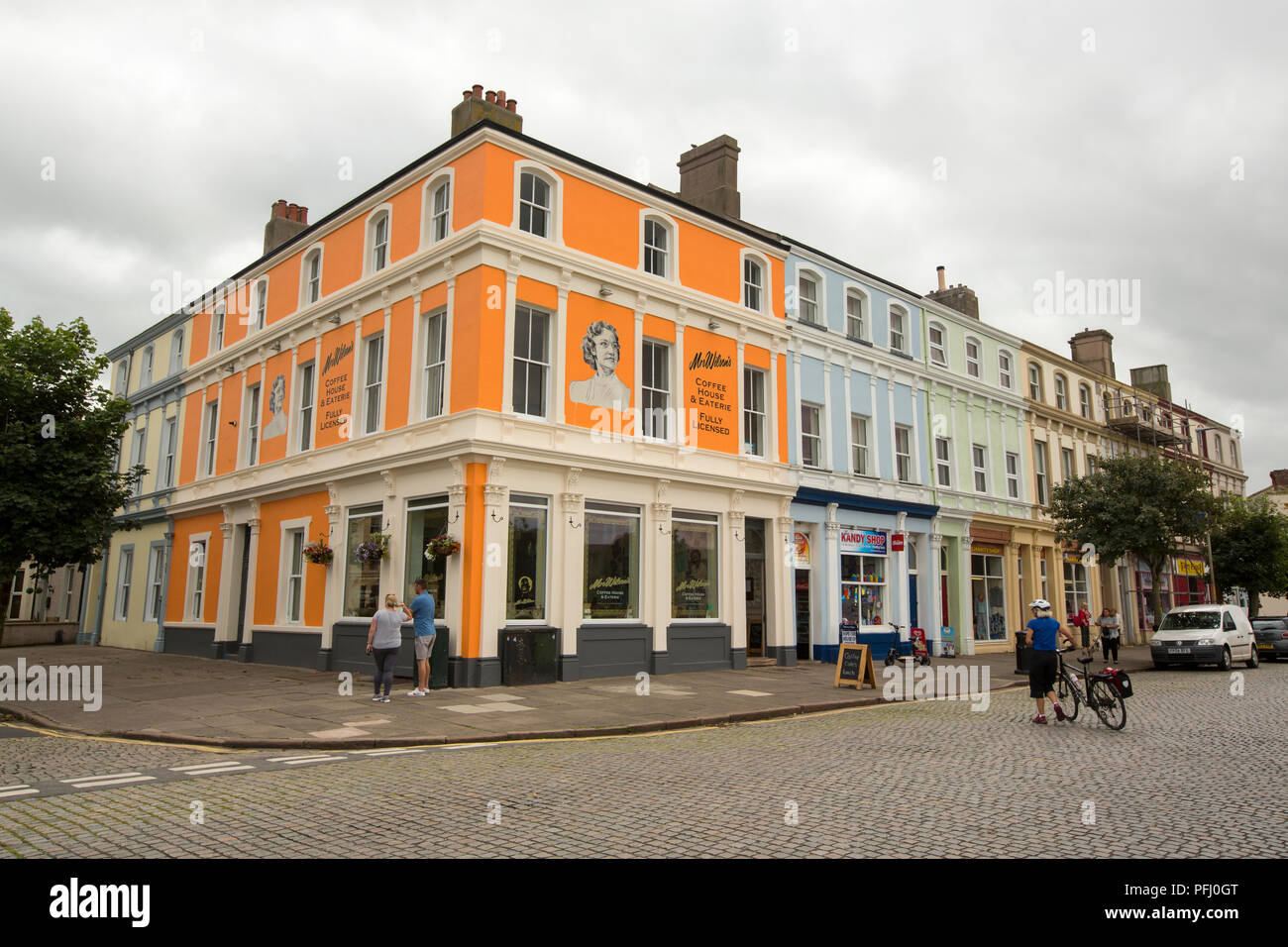 Victorain architecture on the main cobbled street of Silloth, Cumbria