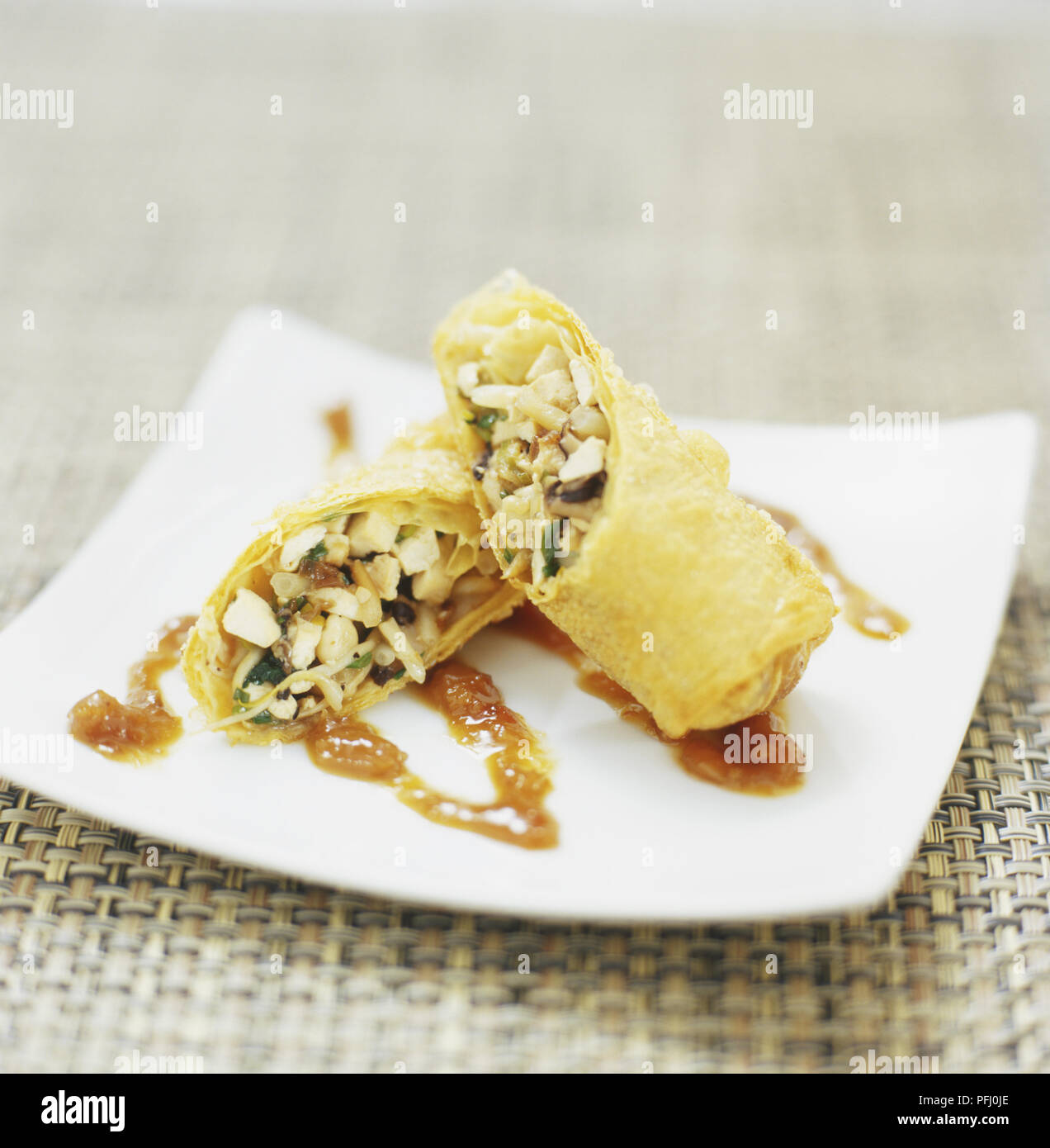 Tofuskin rolls filled with vegetables, close up Stock Photo Alamy