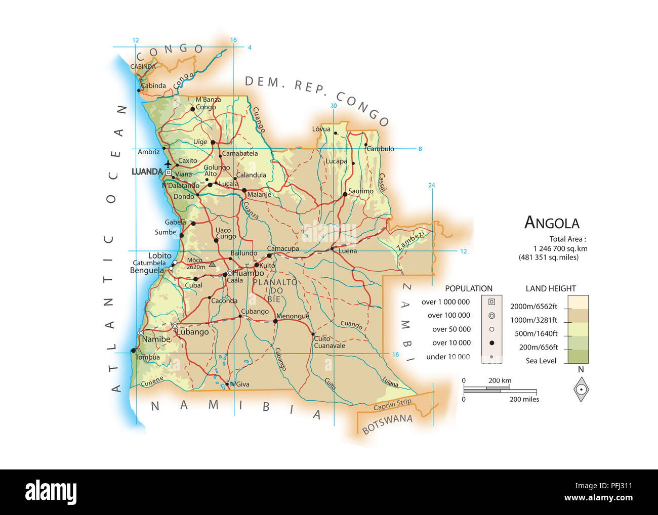 Map Of Angola PFJ311 