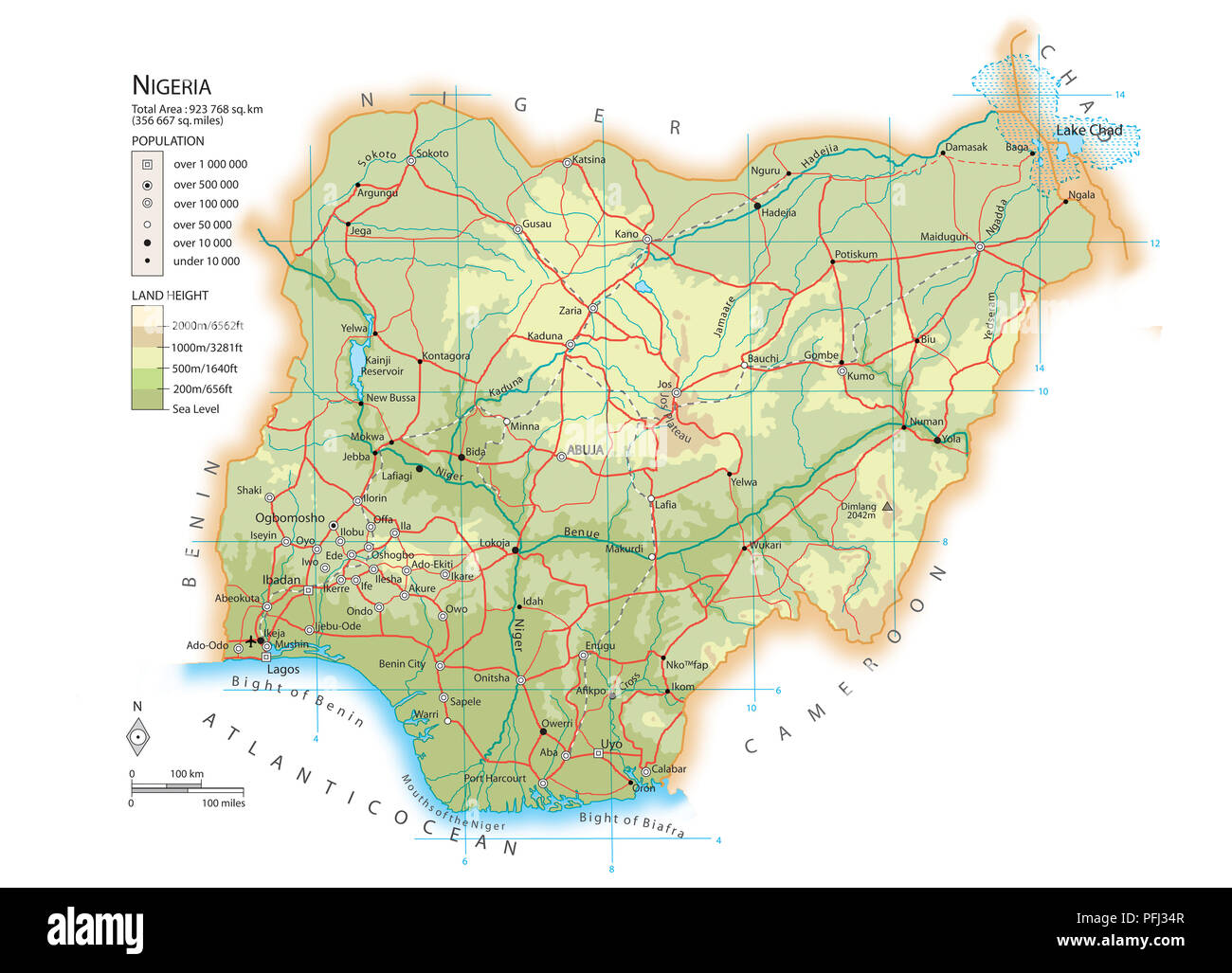 Map of Nigeria Stock Photo