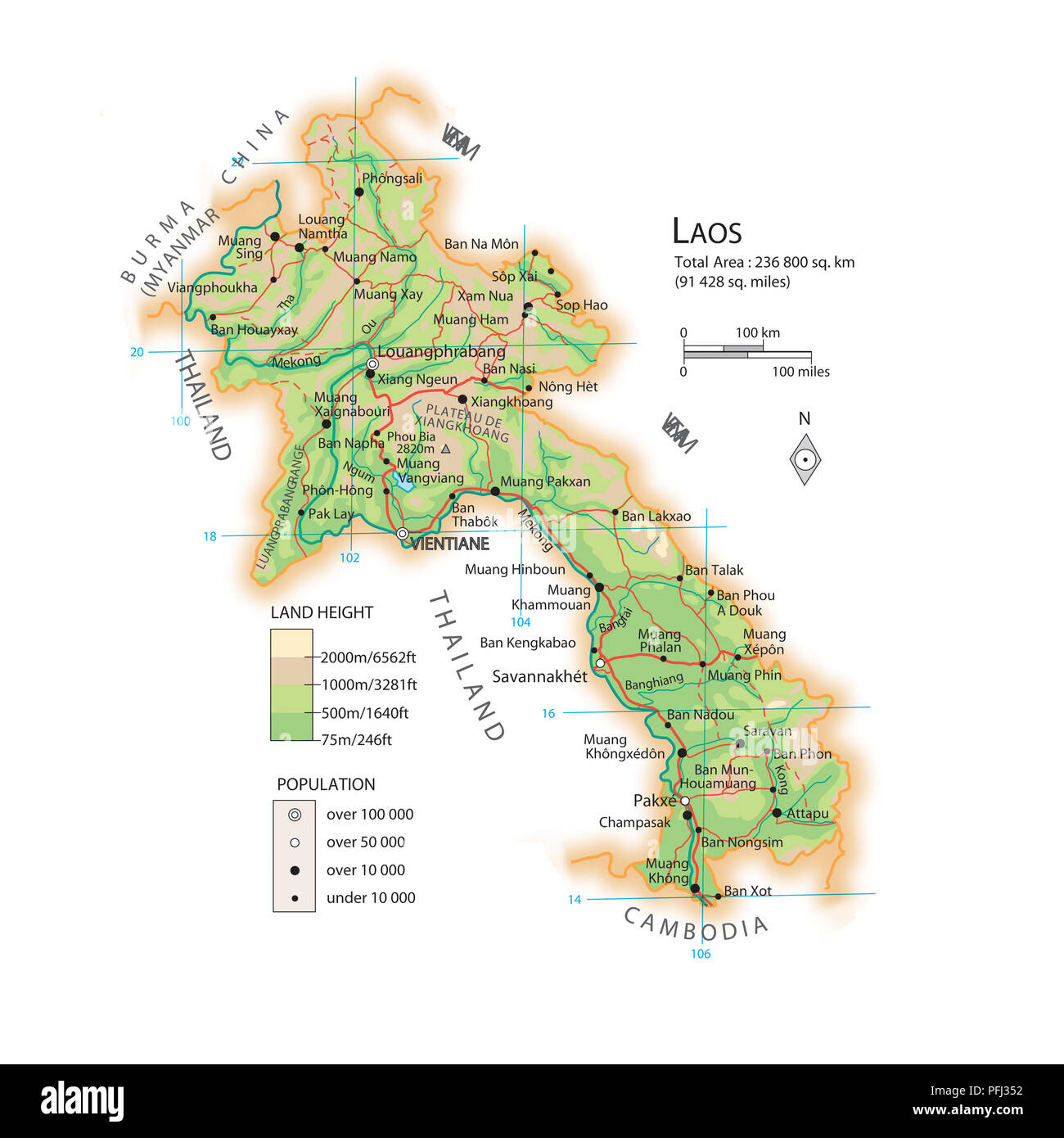Map of laos hires stock photography and images Alamy