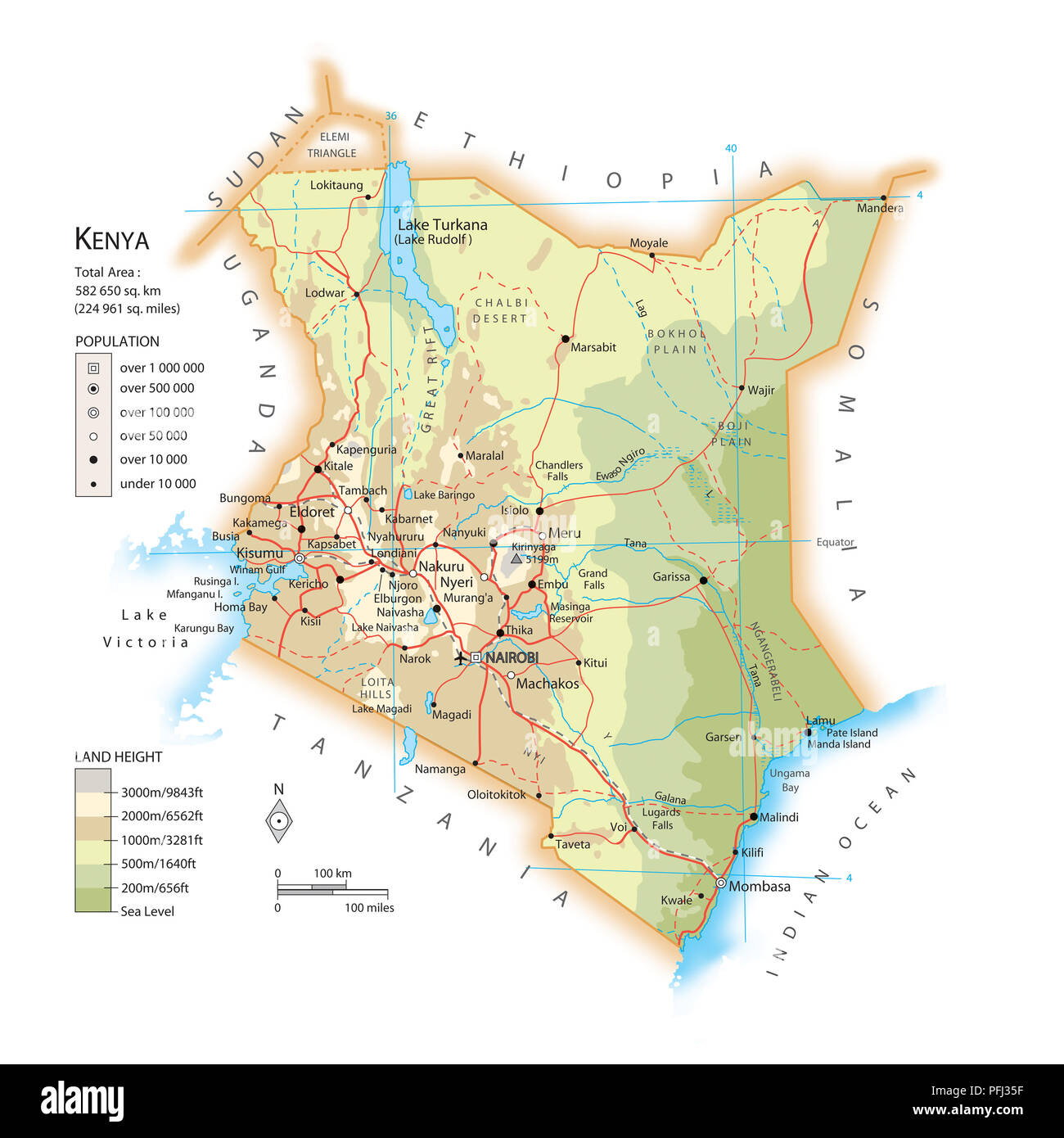 Map of Kenya Stock Photo - Alamy