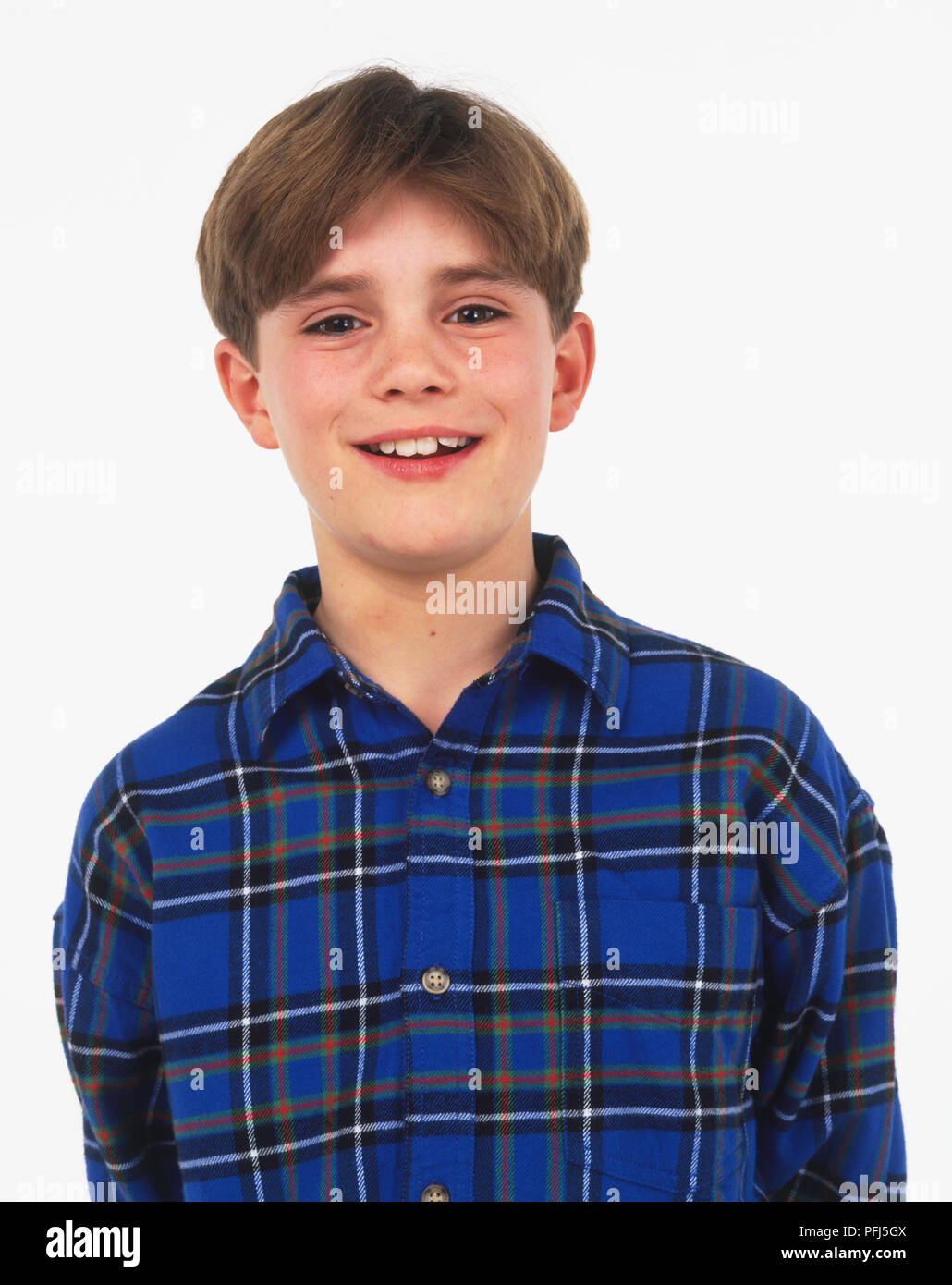 Boys Tartan Checked Shirt Green Blue