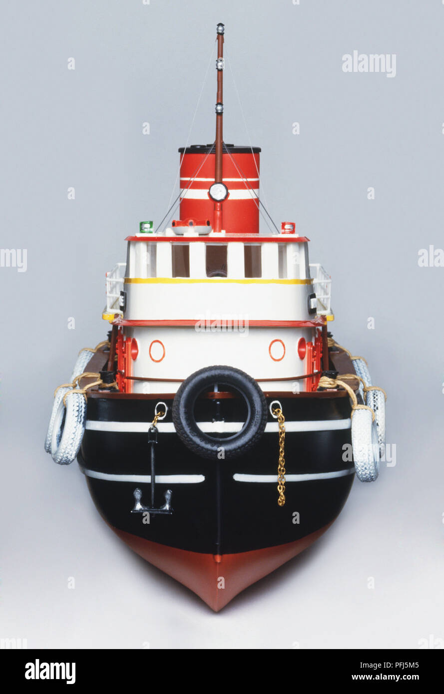 Model of tugboat, front view Stock Photo - Alamy