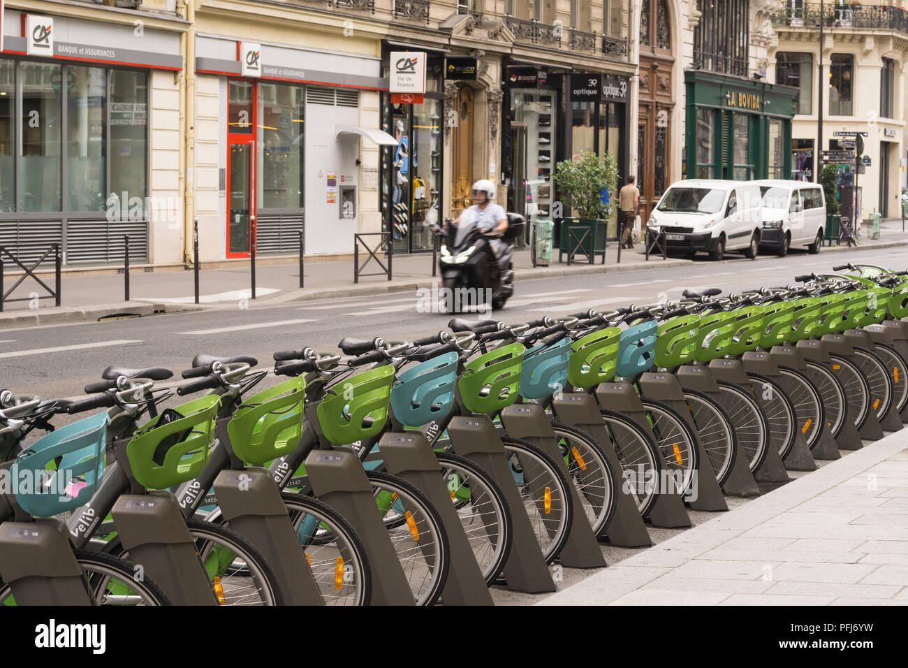 Paris Velib - rental bicycles at docking station on Rue Etienne Marcel in  Paris, France, Europe Stock Photo - Alamy