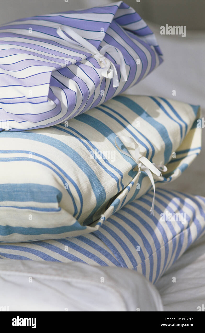 Striped Pillow Cases Tied With Bow Stock Photo 216145475 Alamy