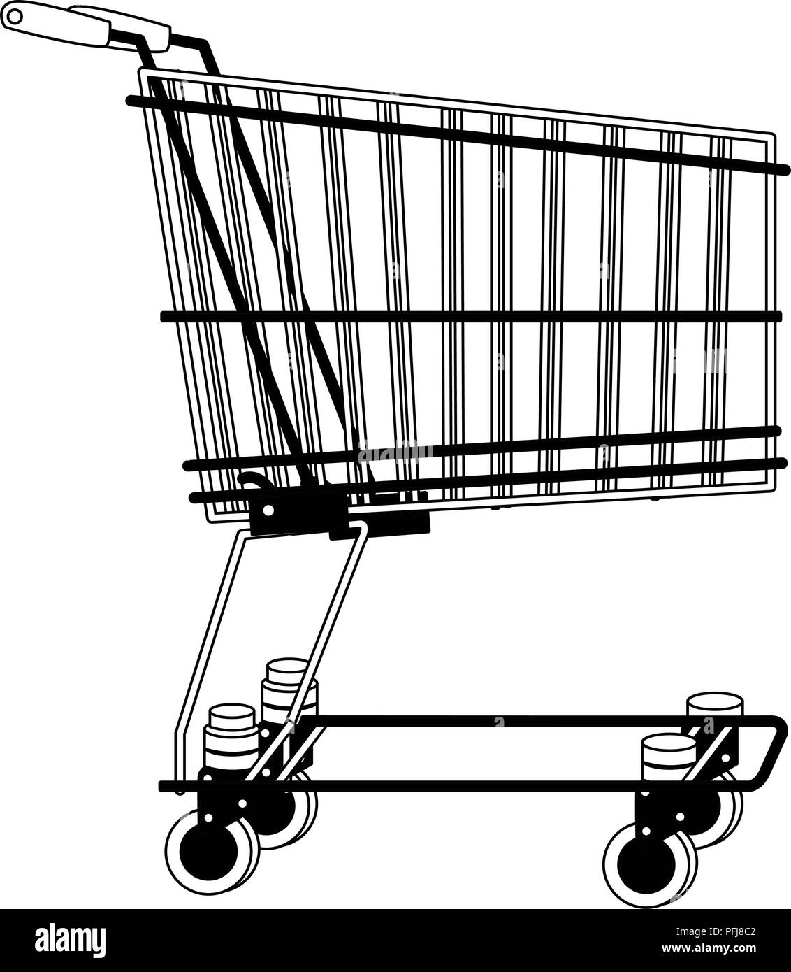 Shopping cart cartoon in black and white Stock Vector Image & Art - Alamy