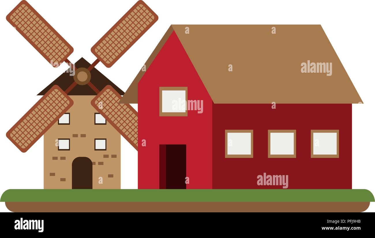 Farm and windmill Stock Vector Image & Art - Alamy