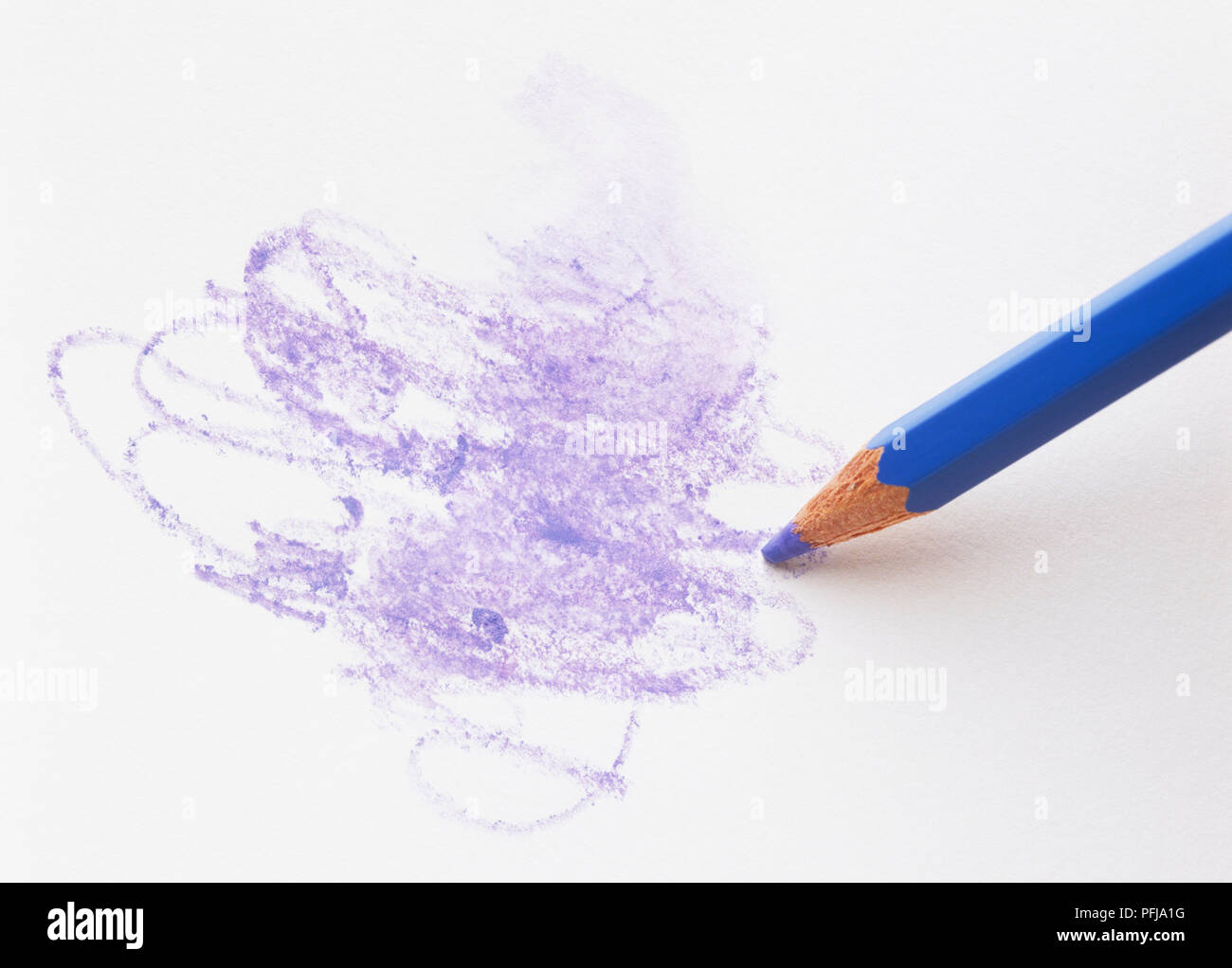 Drawing with a blue pencil Stock Photo Alamy