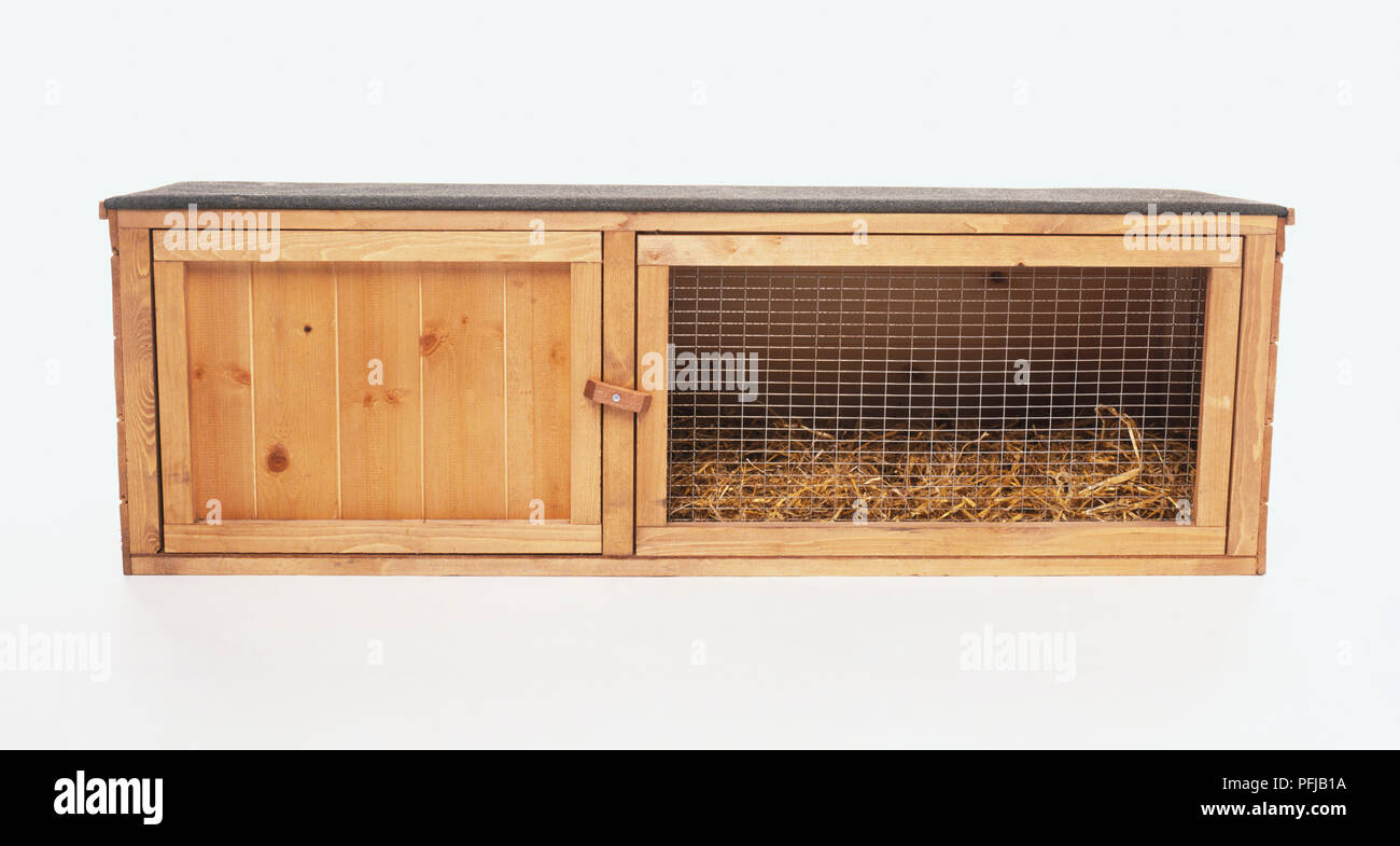 Rabbit cage, wire mesh wooden door Stock Photo Alamy