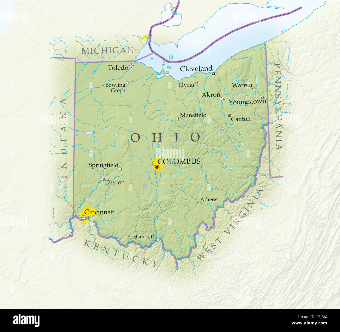 Map of Ohio, closeup Stock Photo Alamy