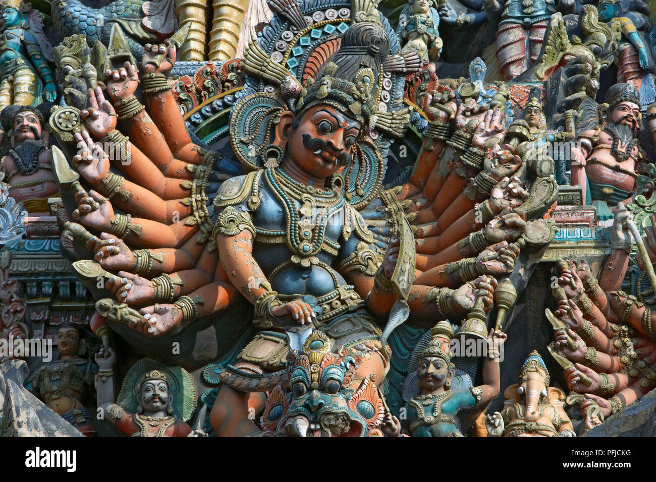 India, Tamil Nadu, Madurai, Meenakshi Temple, figure of Shiva, close-up Stock Photo