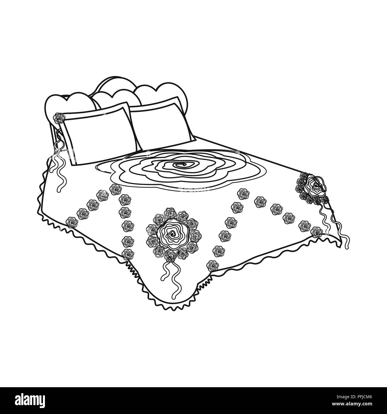 King bed with white blanket.Queen bed with pink pillows.Bed single icon