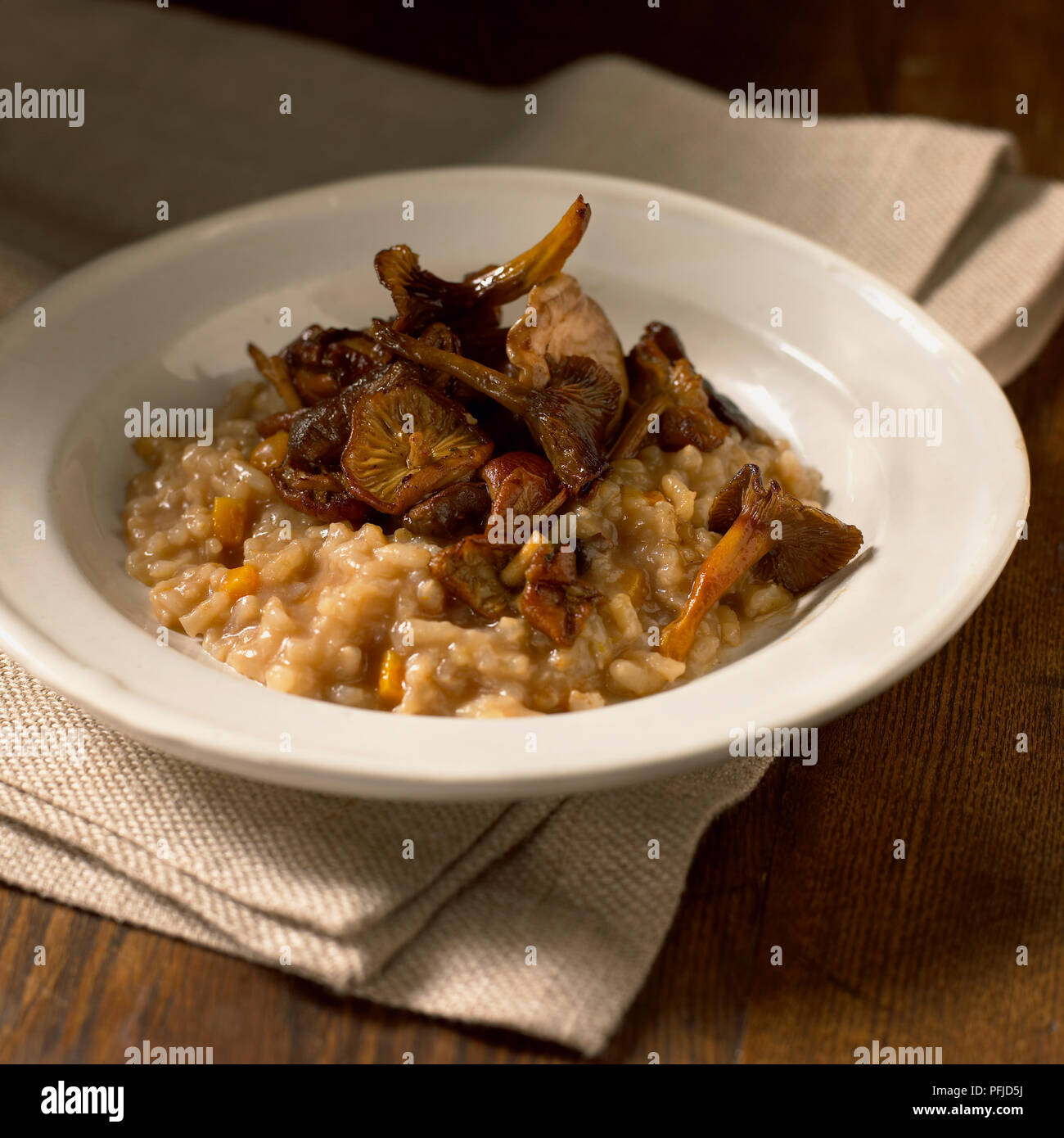 Plate of wild mushroom and butternut squash risotto Stock Photo Alamy