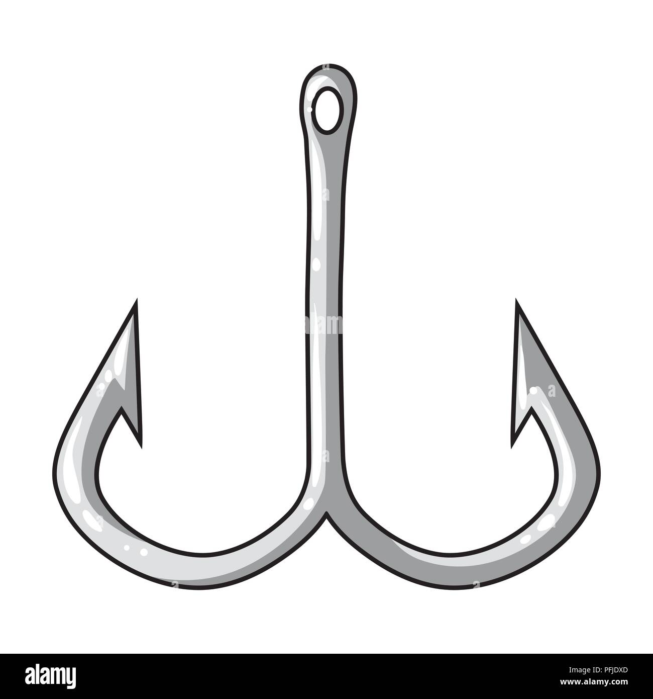 Fishing hook icon in monochrome design isolated on white background. Fishing  symbol stock vector illustration Stock Vector Image & Art - Alamy