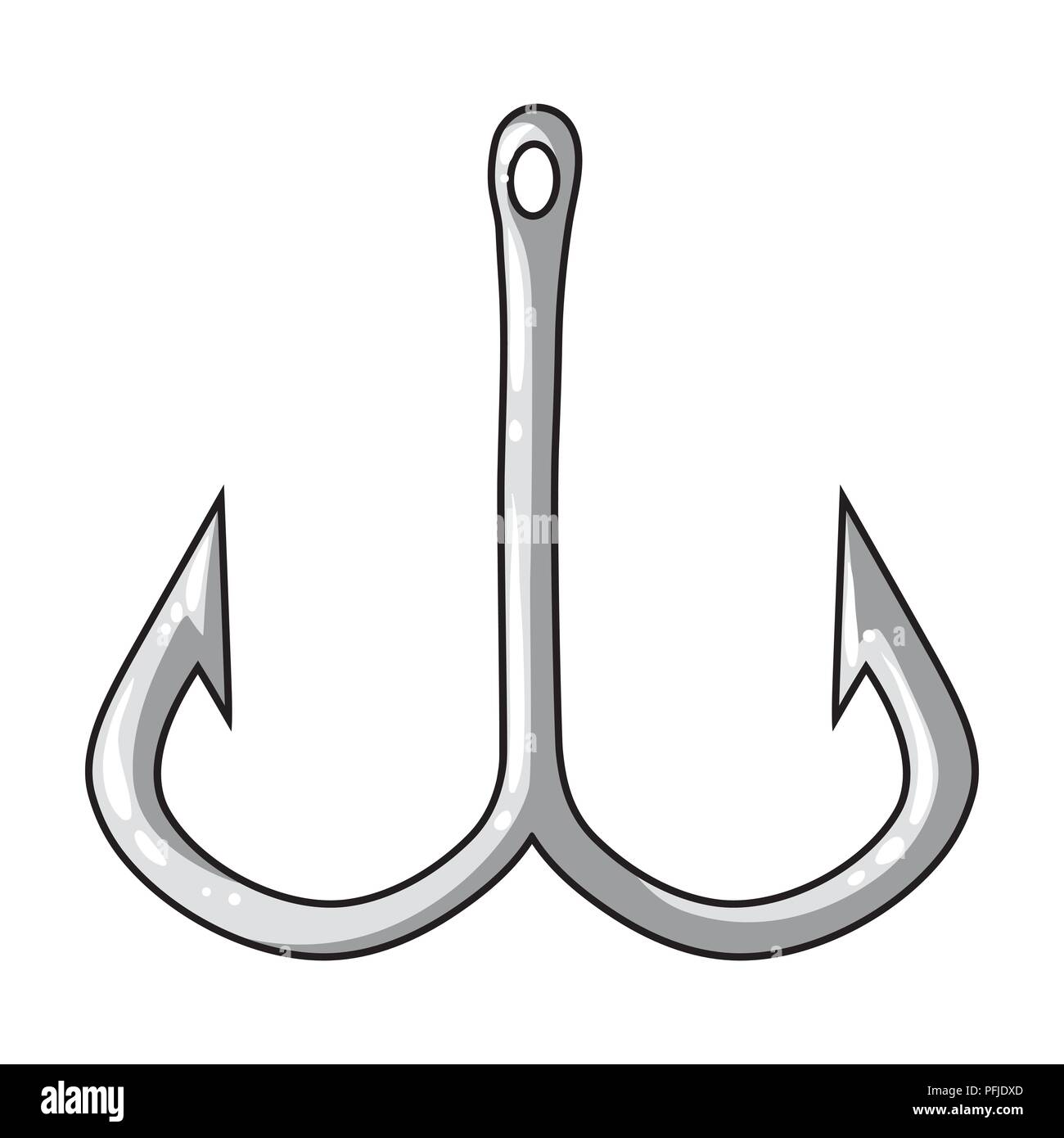 Fishing hook icon in monochrome design isolated on white background