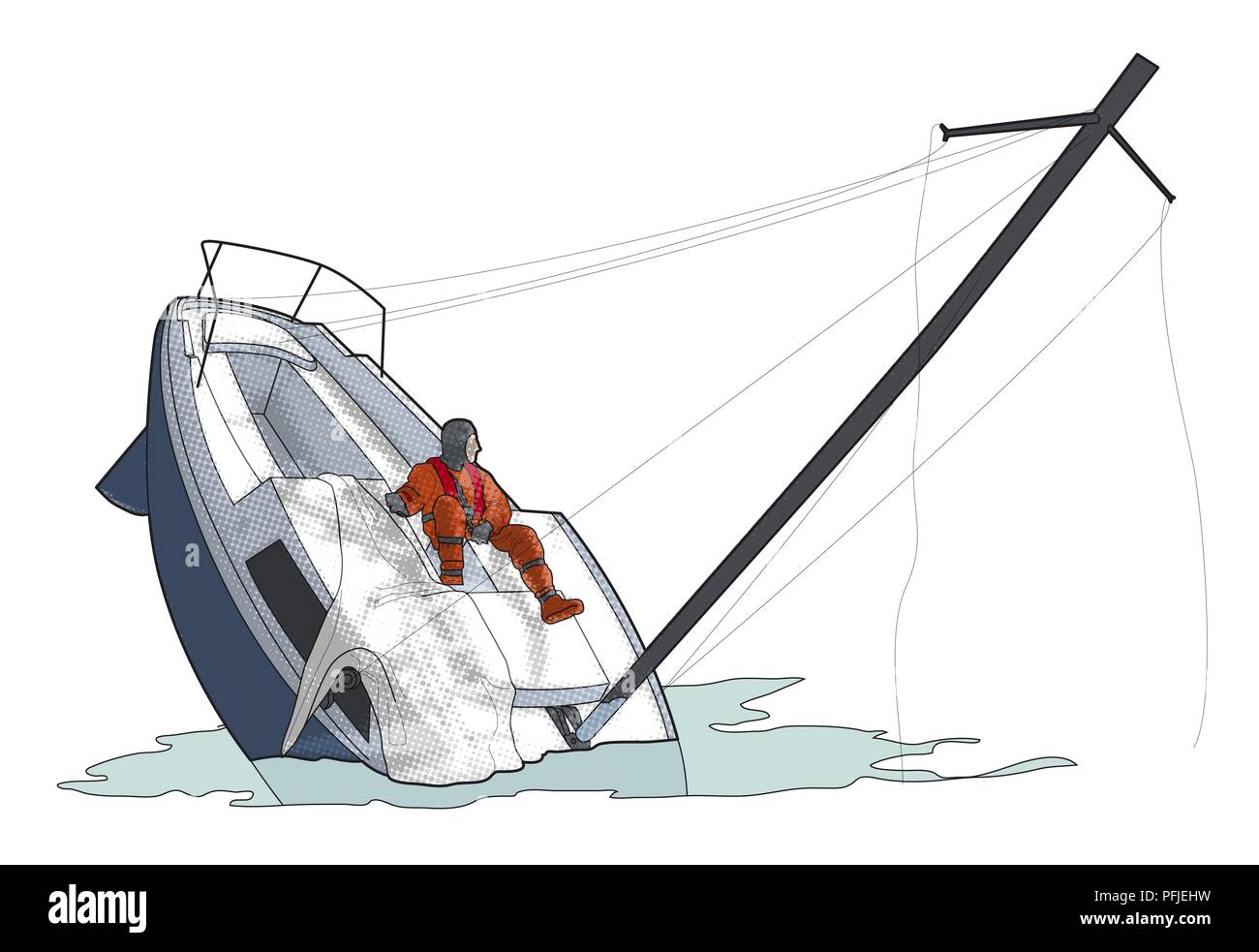 Digital composite illustration of man wearing Emergency Position