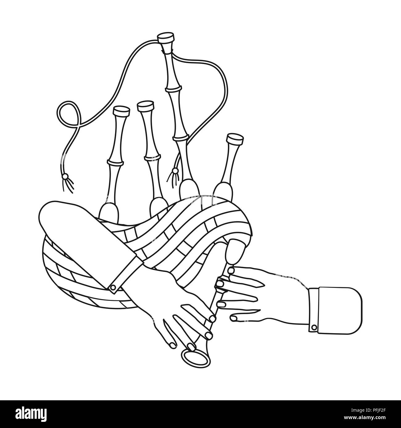 Playing the Scottish national bagpipe instrument. Bagpipe Wind