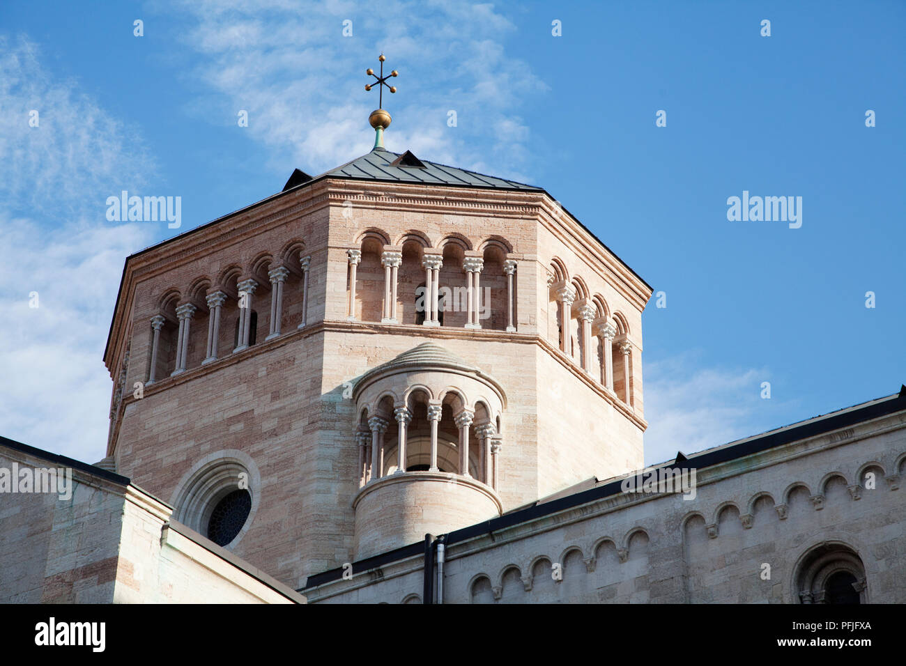 Top of Trento cathedral, view from below Stock Photo