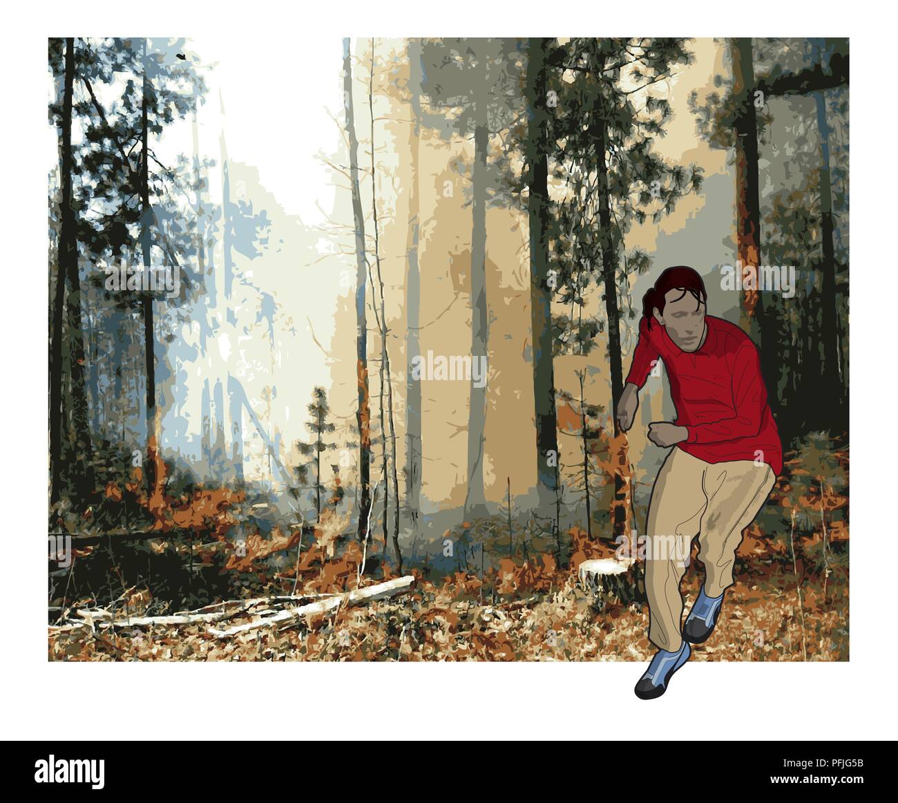 Digital composite of man running away from forest fire Stock Photo Alamy