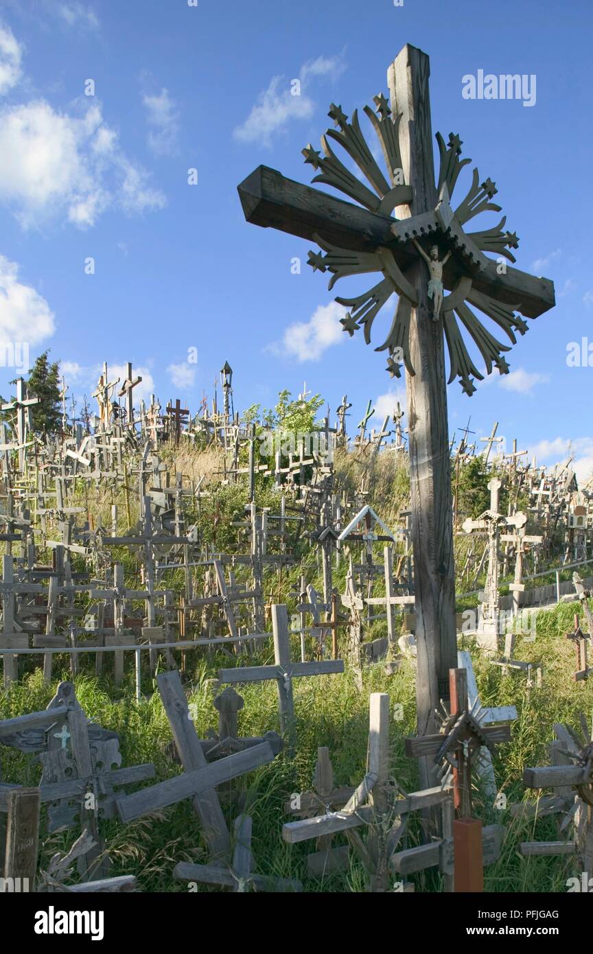Lithuania, Siauliai, view of the Hill of Crosses Stock Photo
