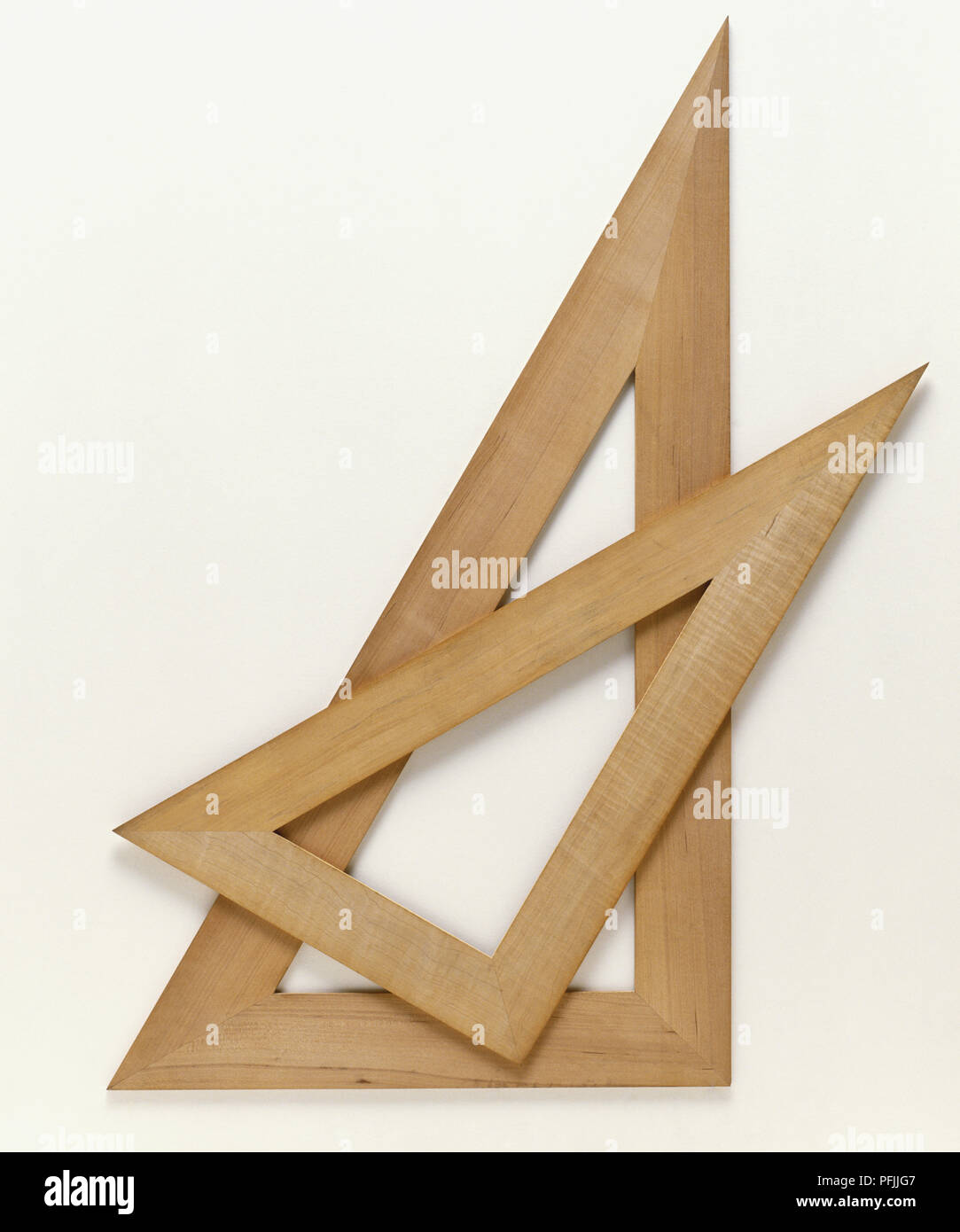 Pair of wooden set squares Stock Photo