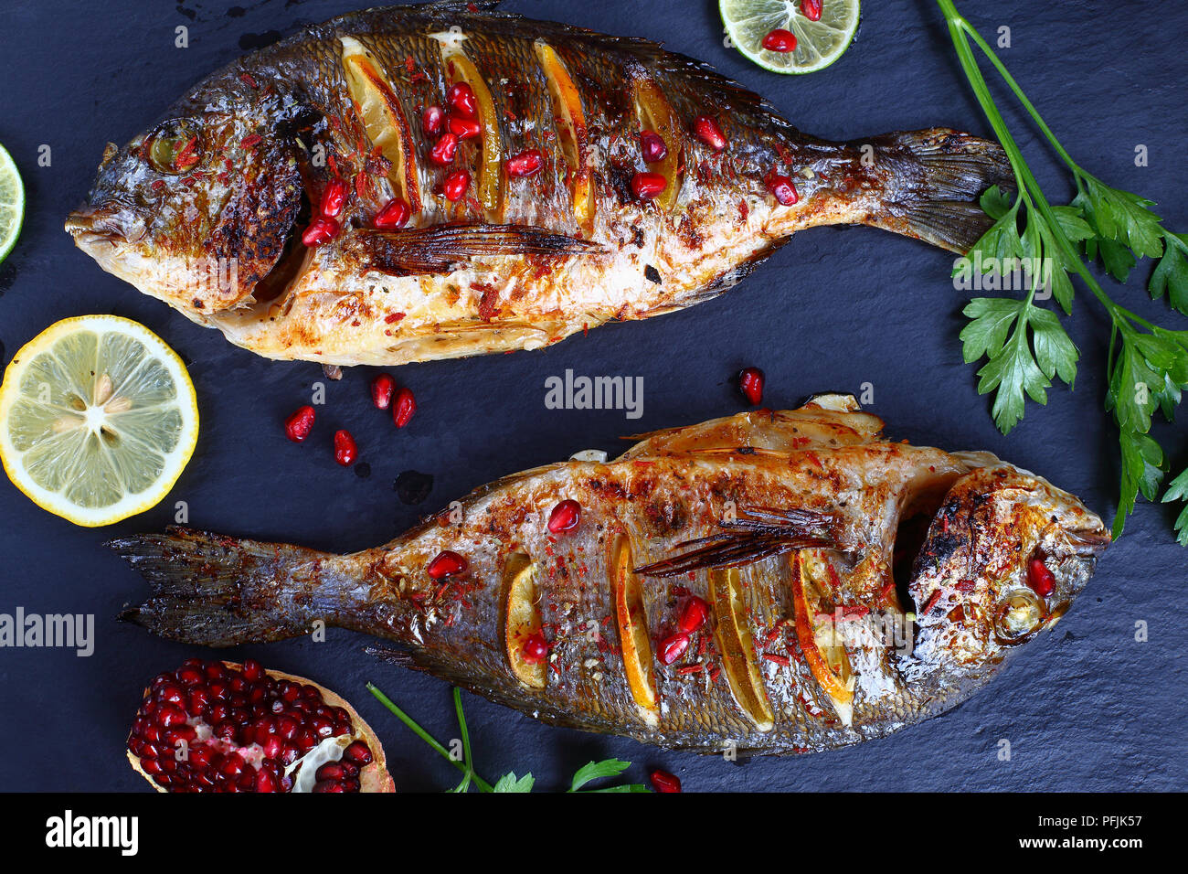 Loaded Fish grilled whole fish loaded with fresh citrus, herbs spices and ...