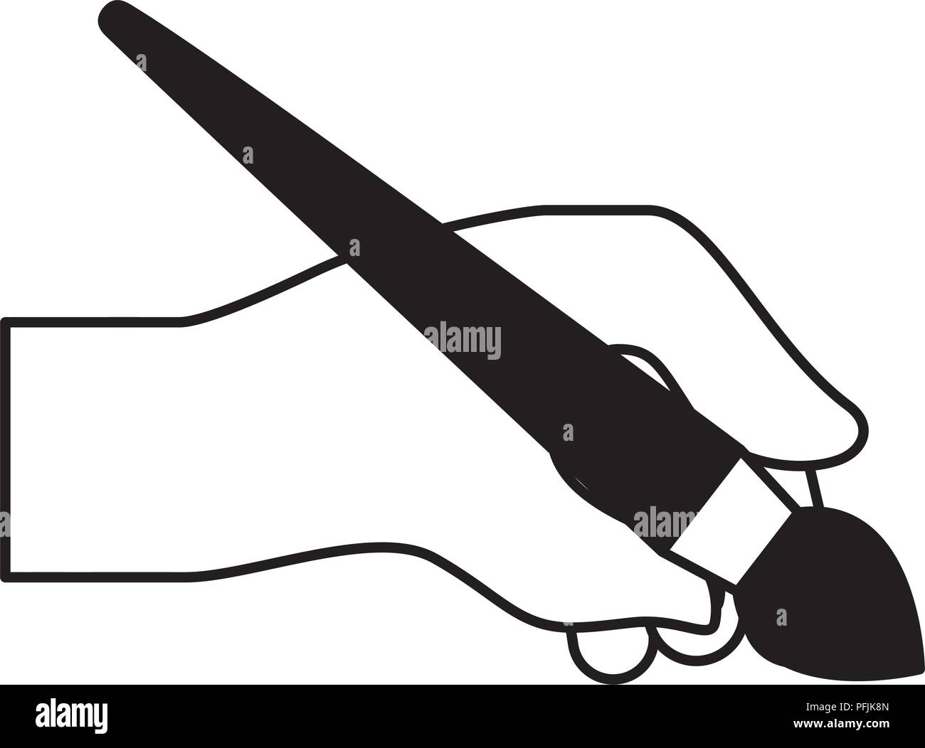hand holding paint brush artistic creativity vector illustration Stock ...