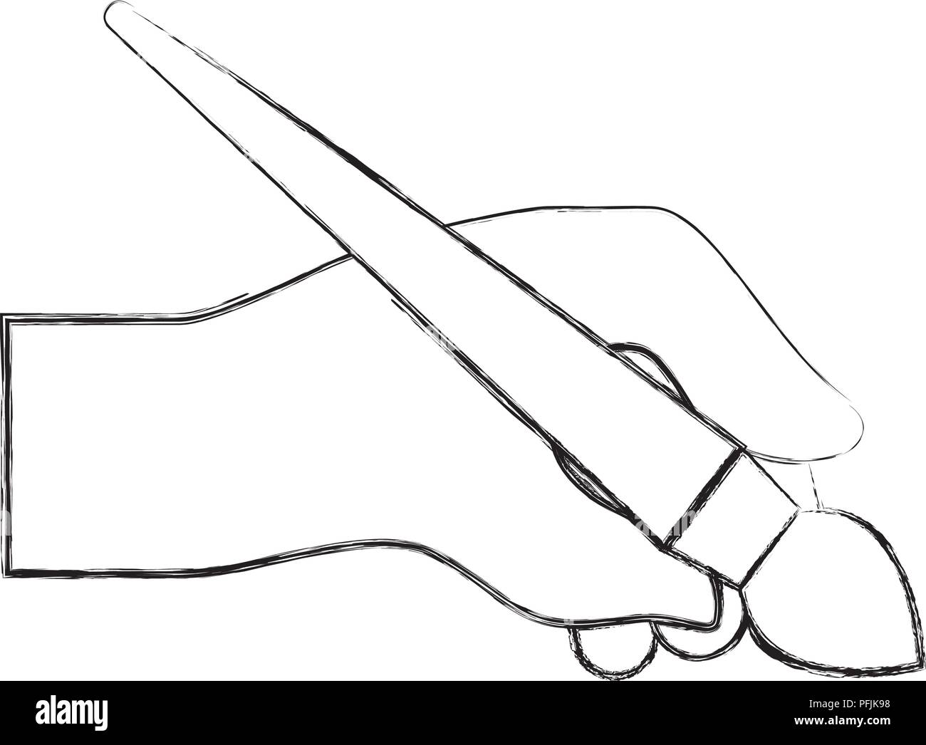 hand holding paint brush artistic creativity vector illustration hand ...