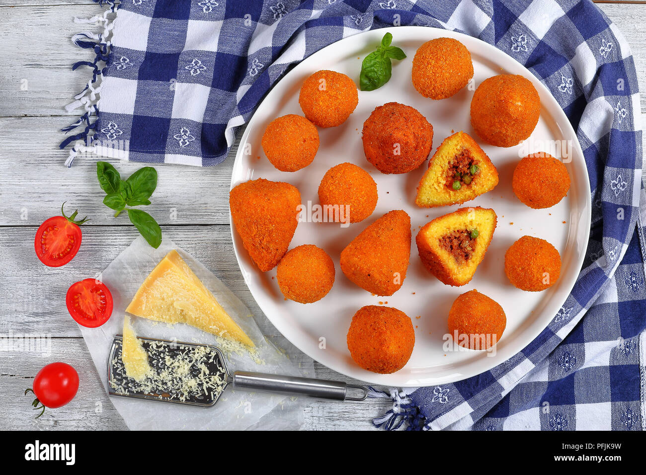 sicilian arancini saffron risotto cone and balls stuffed with meat