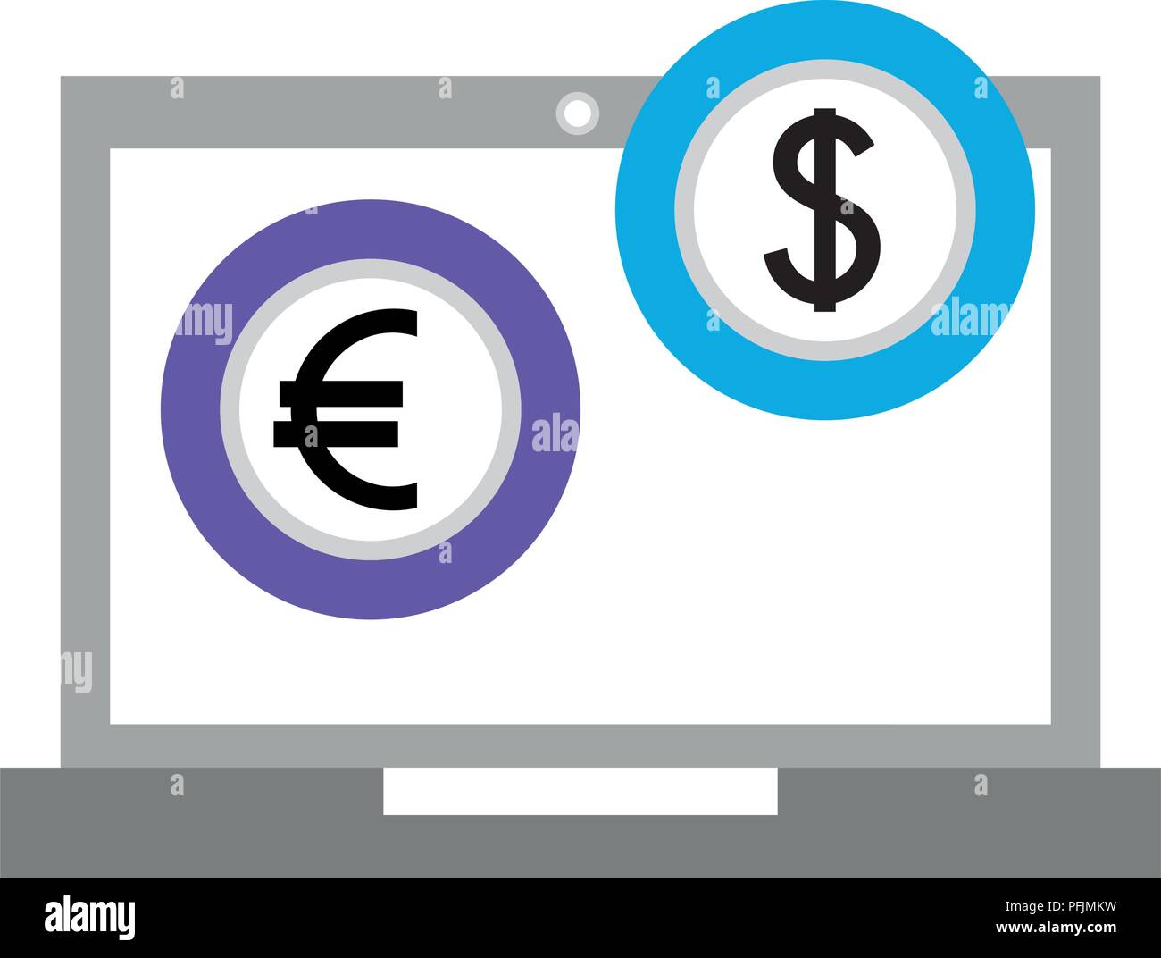 laptop computer with euro and dollar vector illustration design Stock Vector
