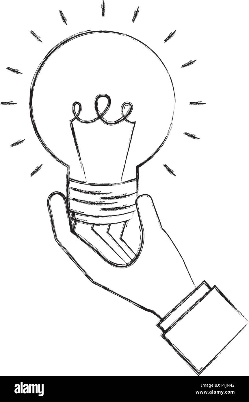 Hand Holding Light Bulb Idea Creativity Vector Illustration Hand Drawing Stock Vector Image Art Alamy