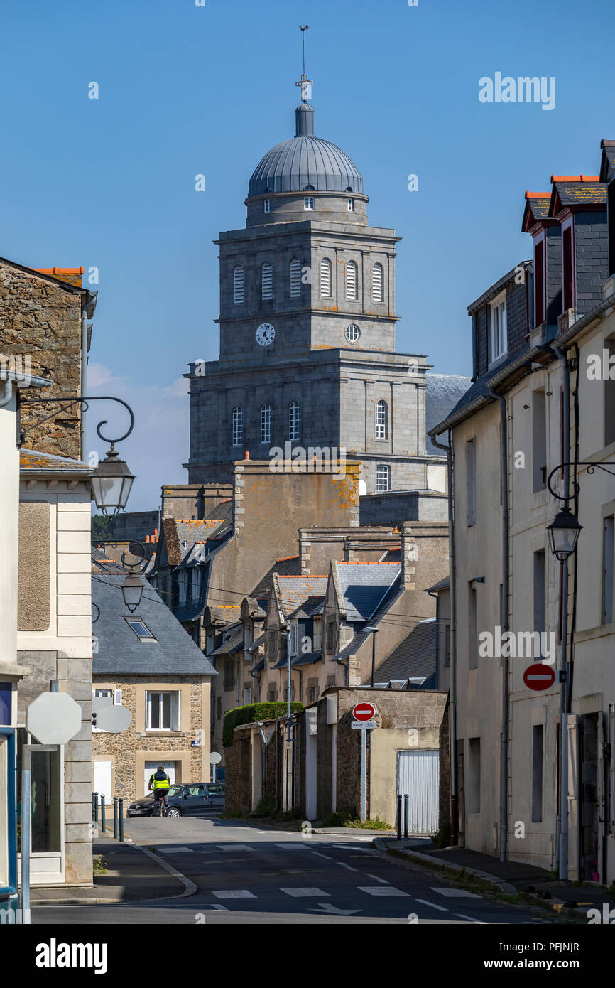 Church of Eglise Ste-croix in the Solidor area of the port of St Malo in the Brittany region of northwest France. Stock Photo