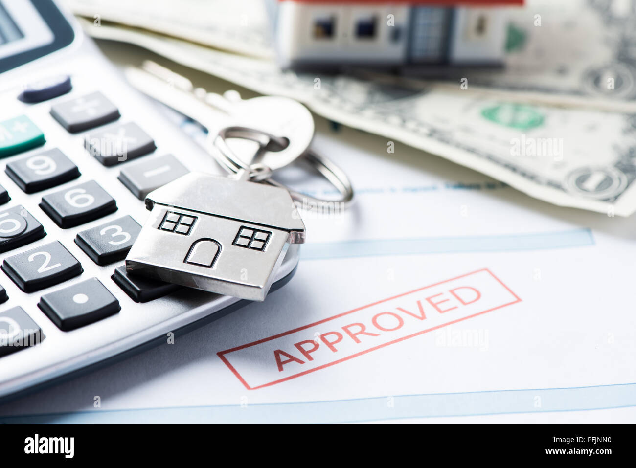 Mortgage Approved Loan Document With House Keys Stock Photo Alamy