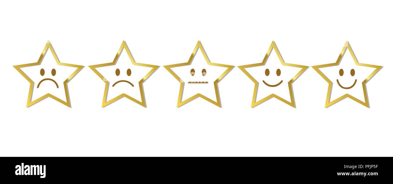 gold stars feedback smileys set vector illustration EPS10 Stock Vector