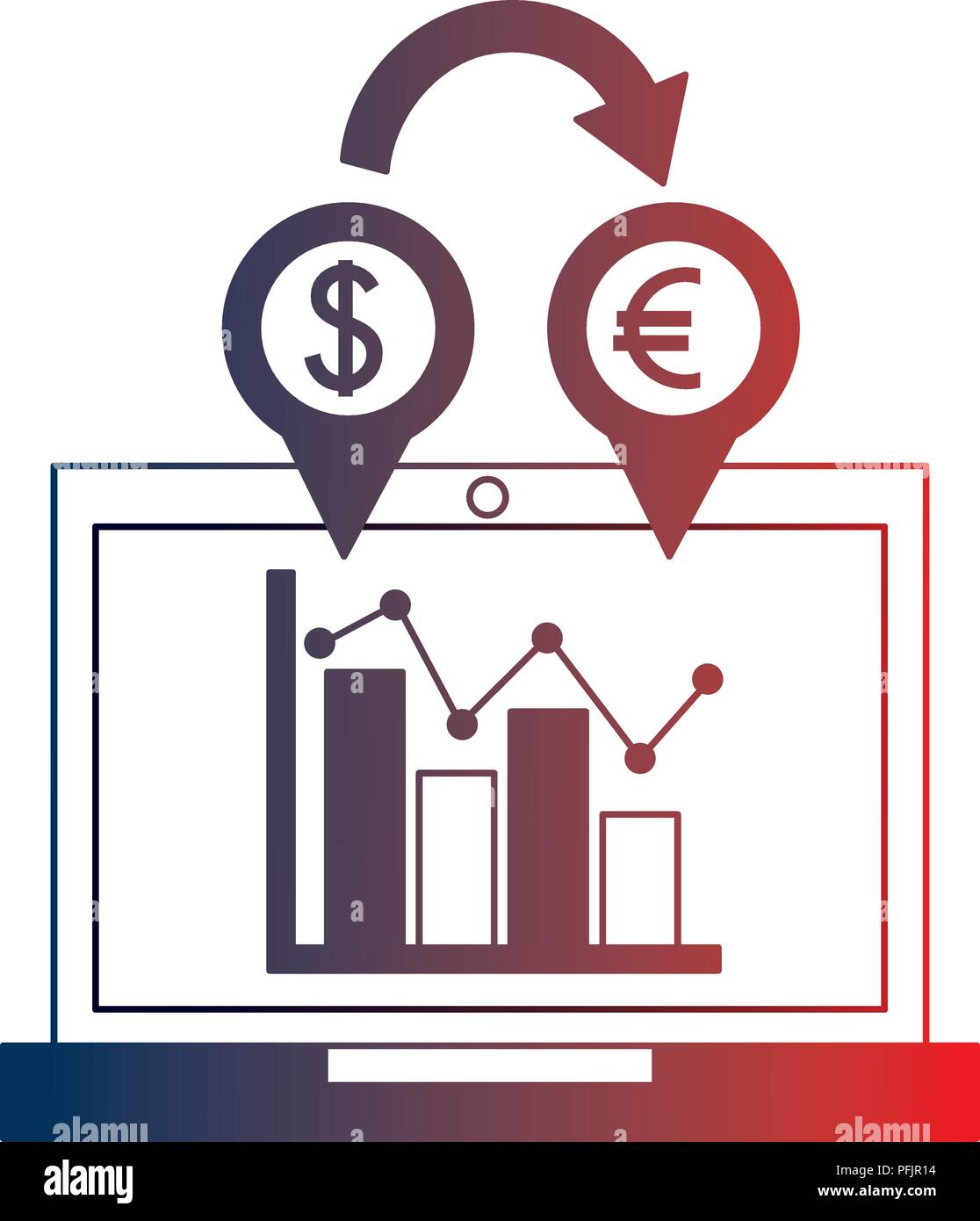 laptop computer with euro and dollar vector illustration design Stock Vector