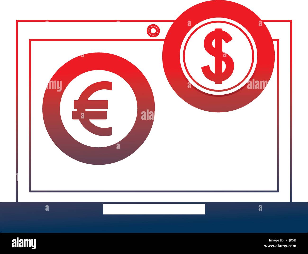 laptop computer with euro and dollar vector illustration design Stock Vector