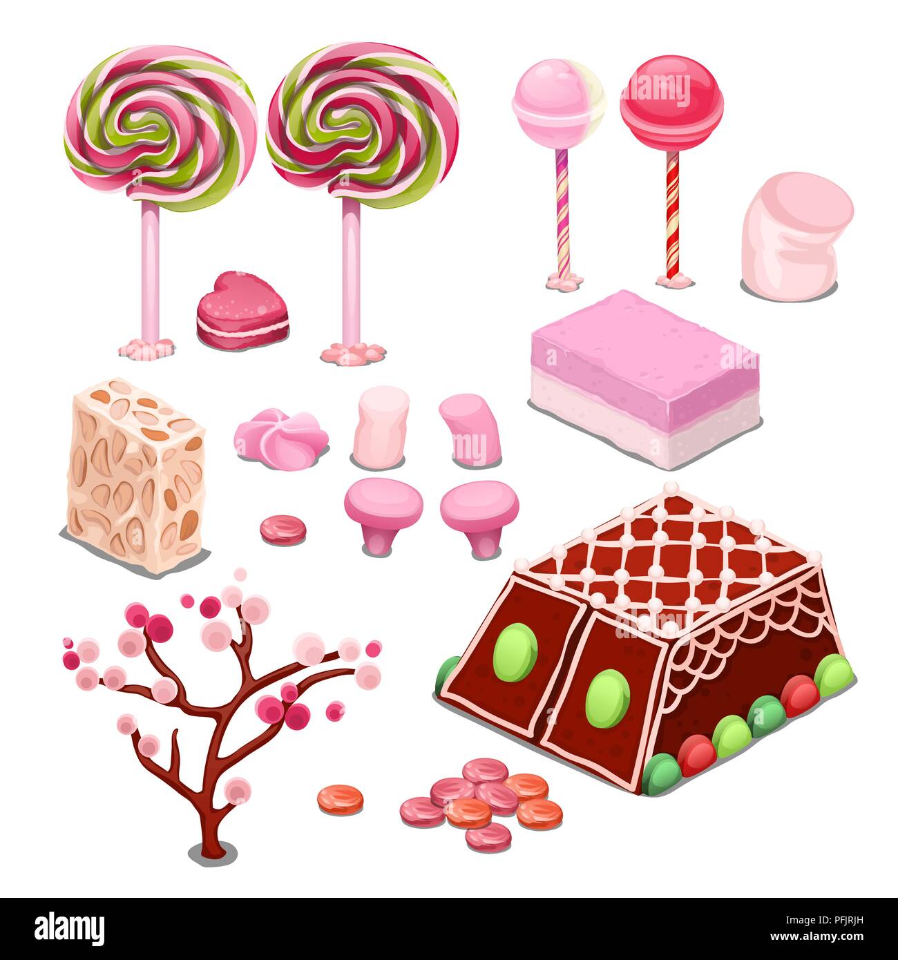 Sweets and candy isolated on a white background. Colorful confections ...